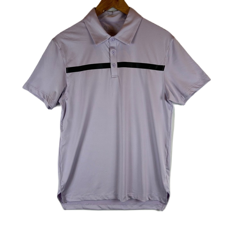 BYLT Premium Basics Mens Short Sleeve Polo‎ Shirt Lavender Black Stripe Size S